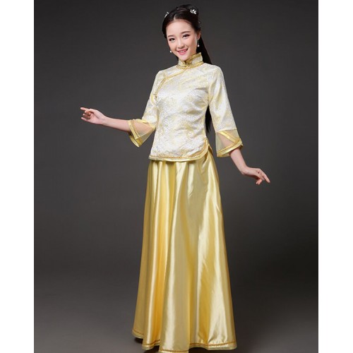 Women's chinese folk dance dresses female pink purple yellow ancient traditional classical dance hanfu drama fairy cosplay costumes dress